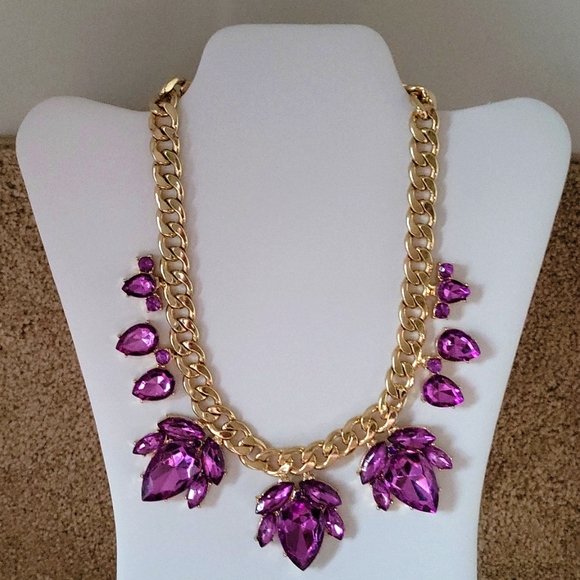 CUBIN LINK simulated Amethyst Adjustable length Necklace NWOT - Picture 1 of 11